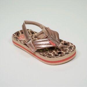 Reef Little Kids Ahi Cheetah Flip Flops sz 3/4